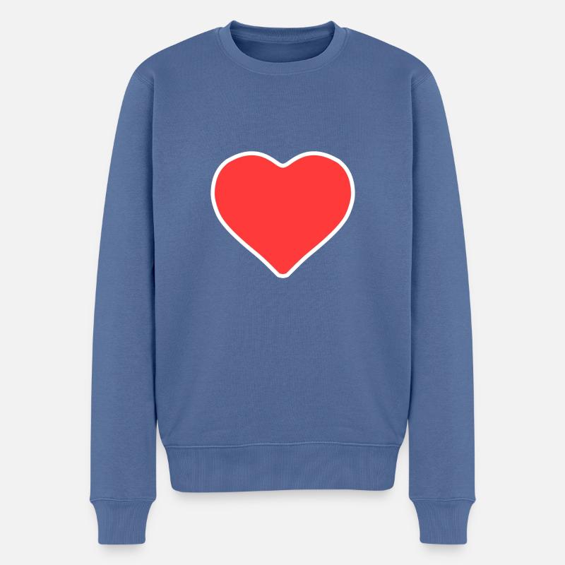 Herz - Männer Premium Bio Pullover - Taubenblau