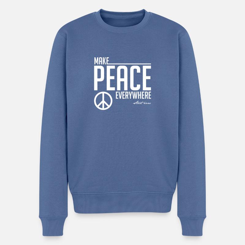 Paix partout blanc - Pull Premium bio Homme - bleu pigeon