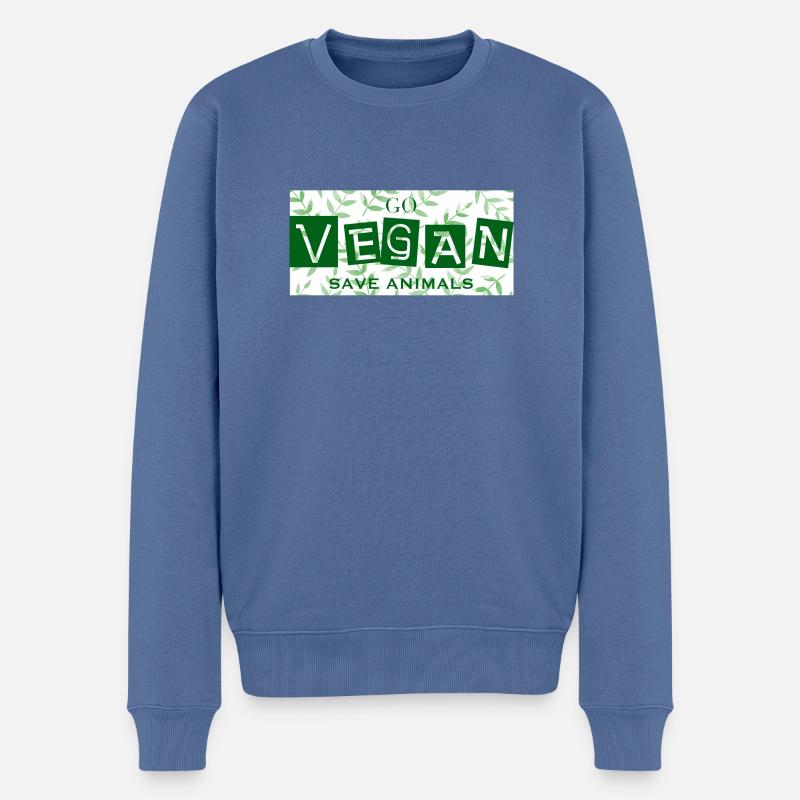 GO VEGAN - SAVE ANIMALS - Männer Premium Bio Pullover - Taubenblau