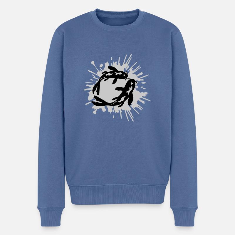 Farbklecks 2 Koi Fische - Männer Premium Bio Pullover - Taubenblau