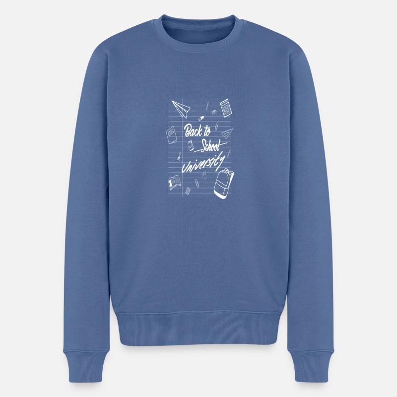 Back to University - Pull Premium bio Homme - bleu pigeon