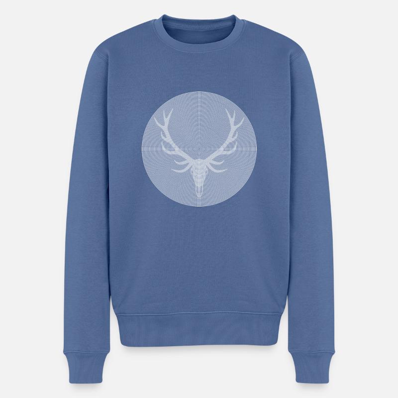 Hirsch - Männer Premium Bio Pullover - Taubenblau