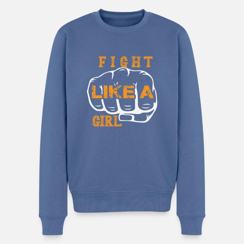 Fight like a Girl - Männer Premium Bio Pullover - Taubenblau