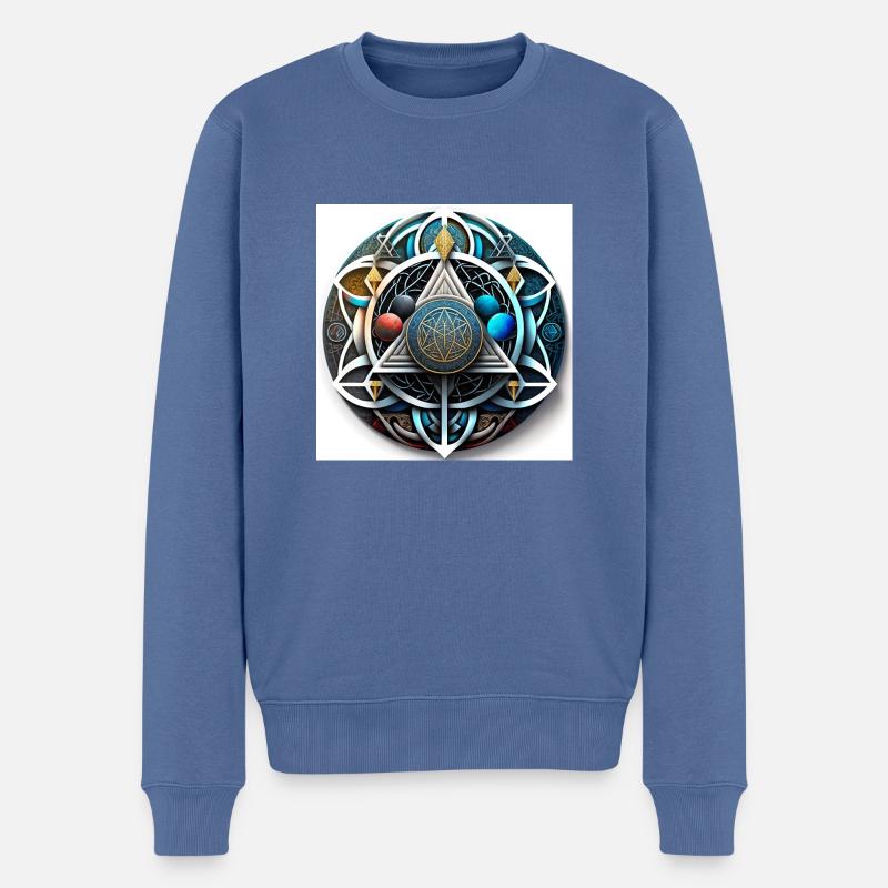 Planetarischer mystischer Kreis - Männer Premium Bio Pullover - Taubenblau
