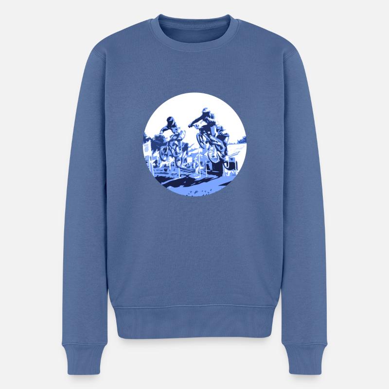 bmx - Pull Premium bio Homme - bleu pigeon