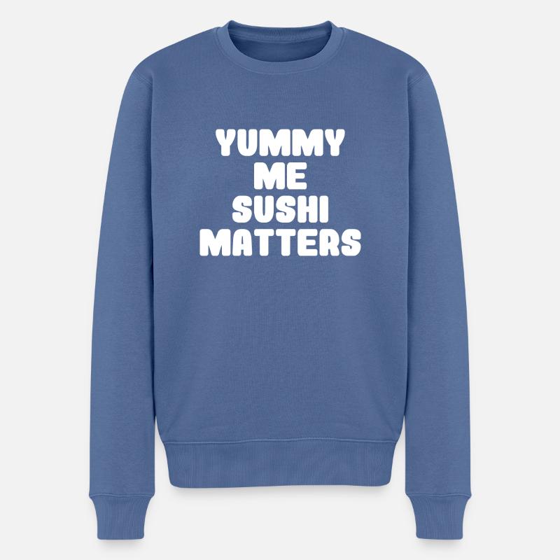 Sushi - Essen - Männer Premium Bio Pullover - Taubenblau