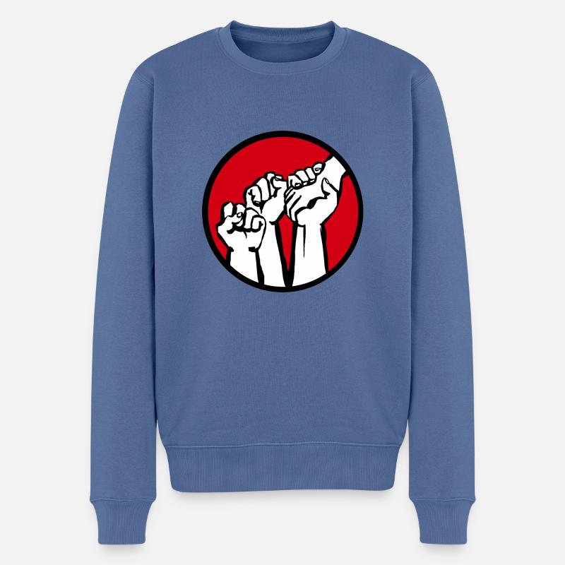fäuste1c - Männer Premium Bio Pullover - Taubenblau