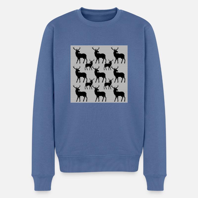 Hirsch - Männer Premium Bio Pullover - Taubenblau