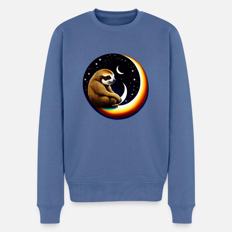 Halbmond-Faultier - Männer Premium Bio Pullover - Taubenblau
