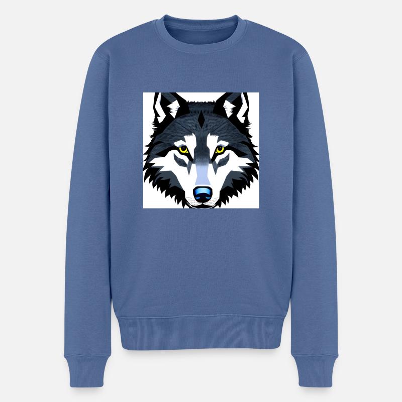 Wolf Shirt - Männer Premium Bio Pullover - Taubenblau