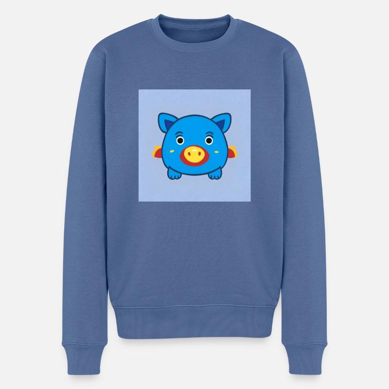 Petit cochon bleu mignon - Pull Premium bio Homme - bleu pigeon