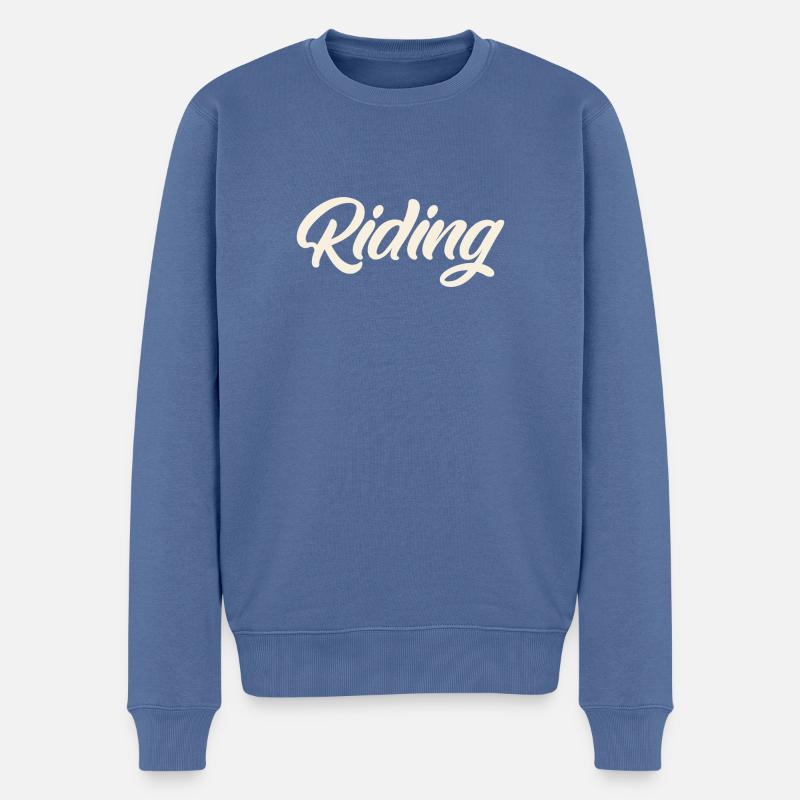 Riding - Reiten - Pferd - Pferde - Slogan - Spruch - Männer Premium Bio Pullover - Taubenblau
