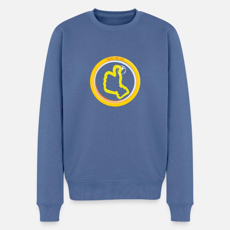 DA BIST DU JA - Männer Premium Bio Pullover - Taubenblau
