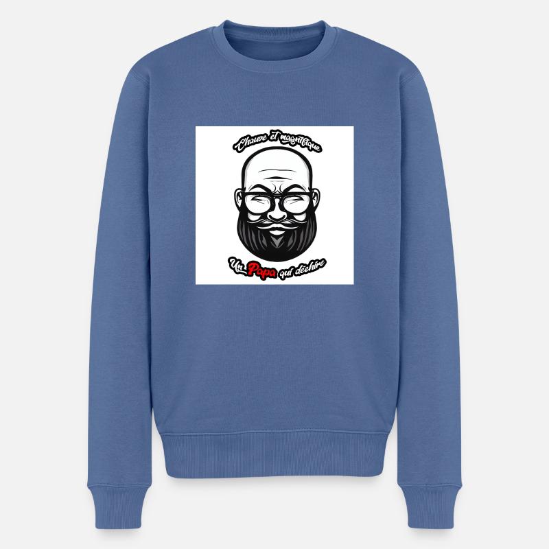 Glatze Papa - Männer Premium Bio Pullover - Taubenblau