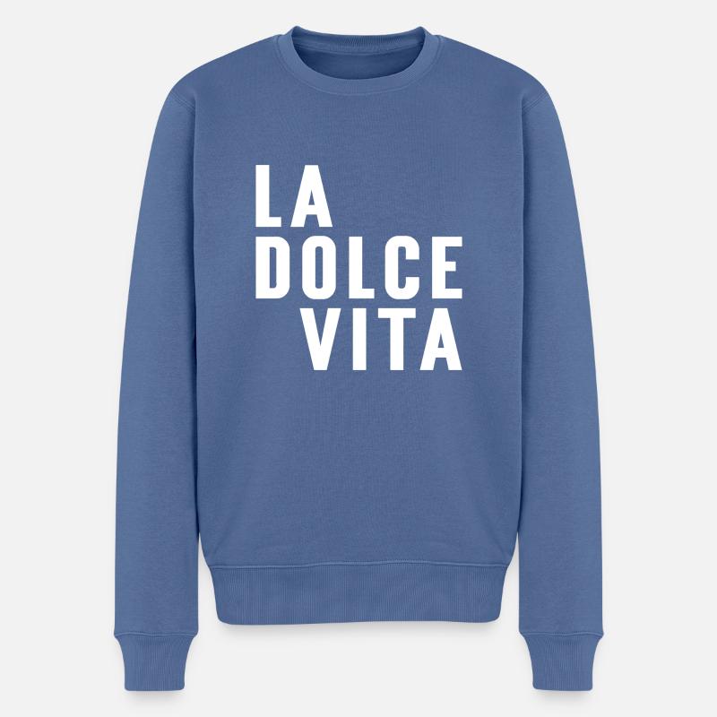 La dolce vita - Männer Premium Bio Pullover - Taubenblau