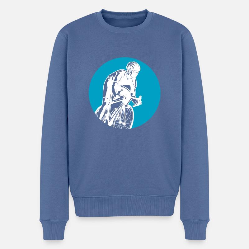 Fahrrad Biking Biker - Männer Premium Bio Pullover - Taubenblau