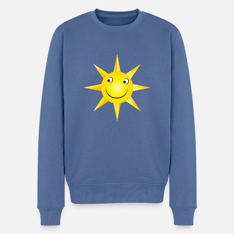lustige Sonne - Männer Premium Bio Pullover - Taubenblau