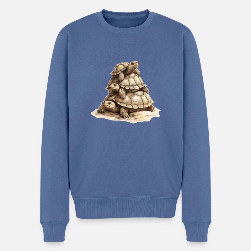 Schildkröten - Männer Premium Bio Pullover - Taubenblau