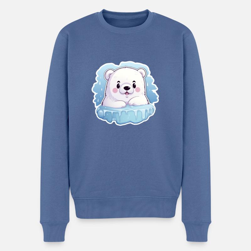 Eisbär Kawaii - Männer Premium Bio Pullover - Taubenblau