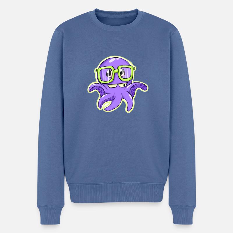 schlauer Oktopus - Männer Premium Bio Pullover - Taubenblau