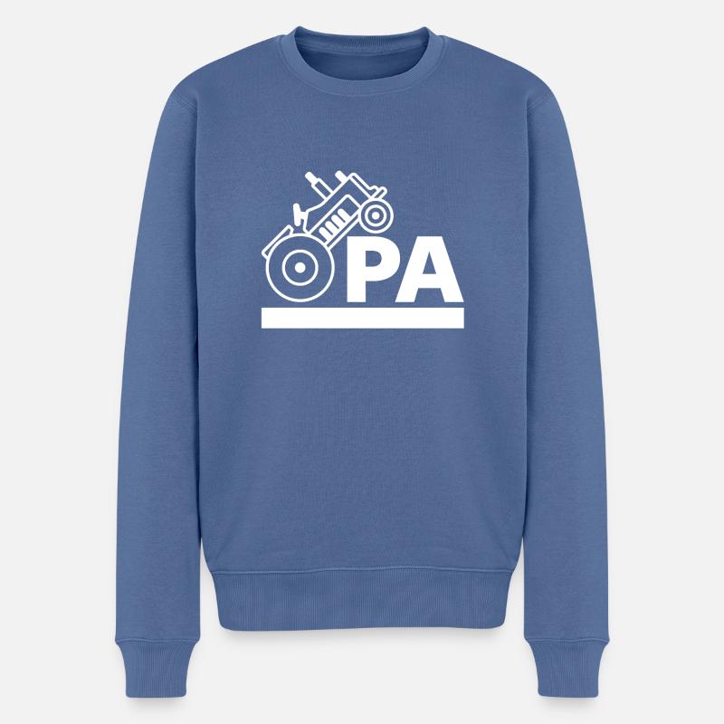 Opa Traktor Landwirt Großvater Geschenk - Männer Premium Bio Pullover - Taubenblau