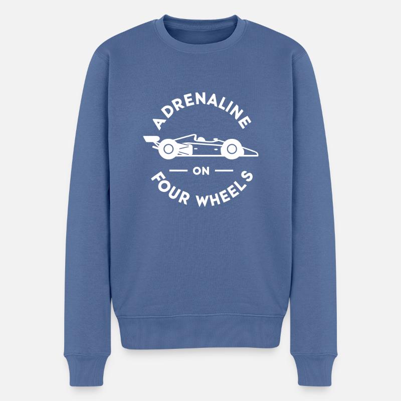 Adrenalin auf vier Rädern - Männer Premium Bio Pullover - Taubenblau