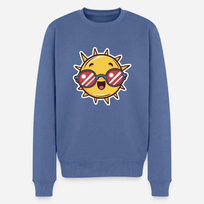 dessin de soleil chibi kawaii - Pull Premium bio Homme - bleu pigeon