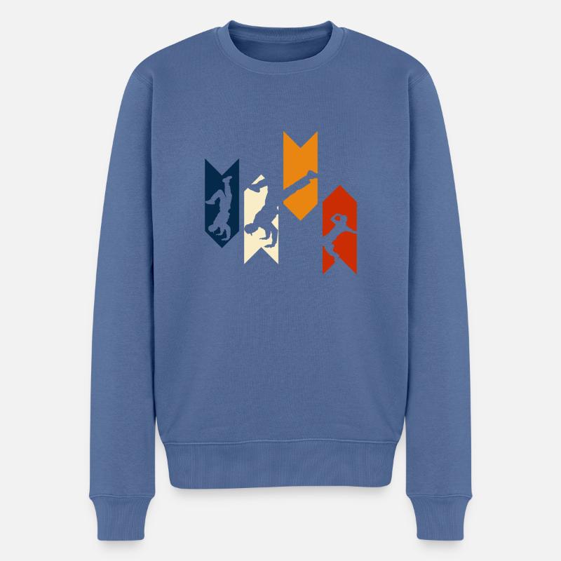 Vintage Retro Breakdance Geschenkidee - Männer Premium Bio Pullover - Taubenblau