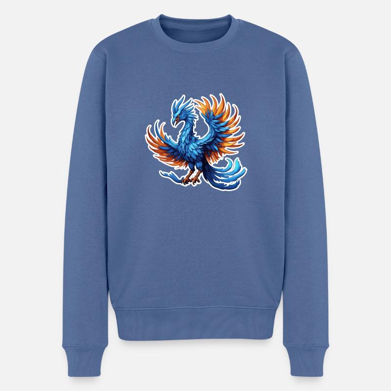 Phoenix / Vogel / Tier / Fabelwesen / Feuer - Männer Premium Bio Pullover - Taubenblau