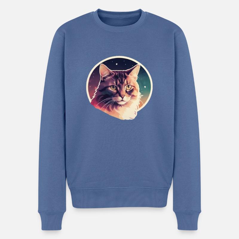 Chat dans les étoiles - Pull Premium bio Homme - bleu pigeon