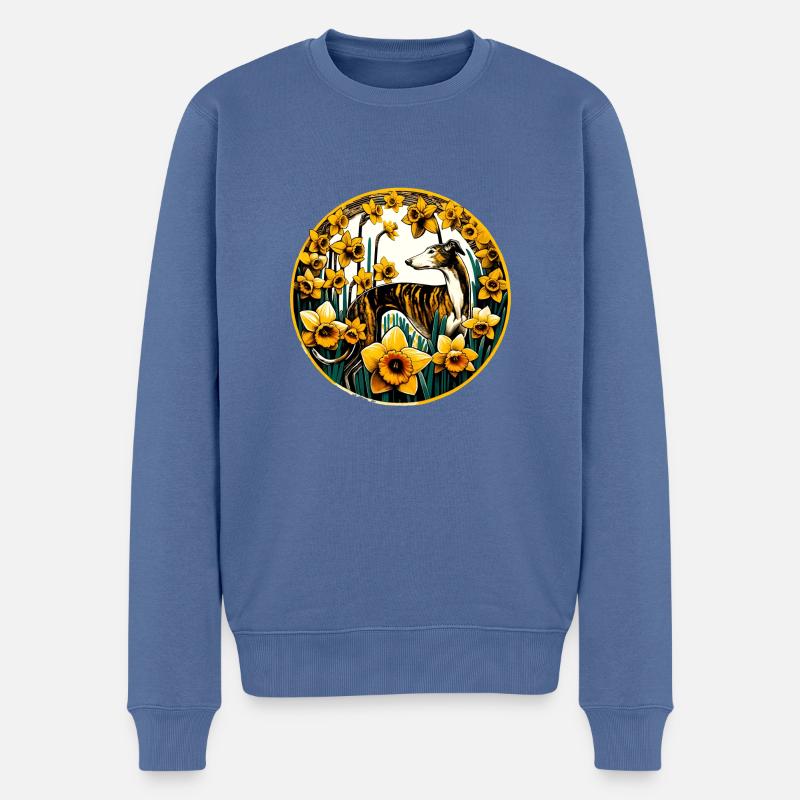 Narzissen Windhund - Männer Premium Bio Pullover - Taubenblau