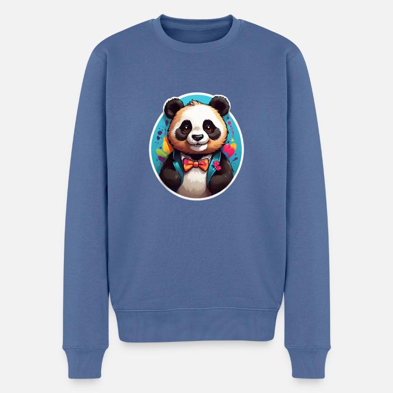 Panda - Männer Premium Bio Pullover - Taubenblau