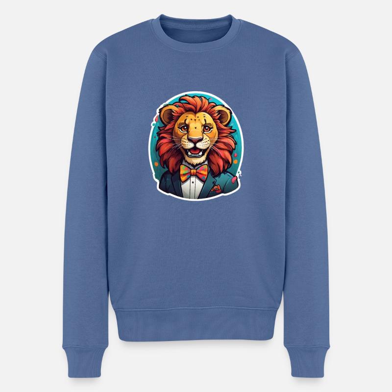 Löwe Comic - Männer Premium Bio Pullover - Taubenblau