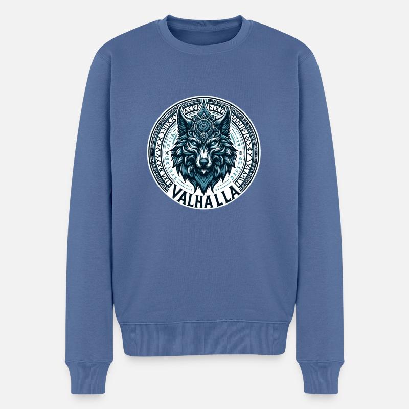Wolf of Valhalla - Männer Premium Bio Pullover - Taubenblau