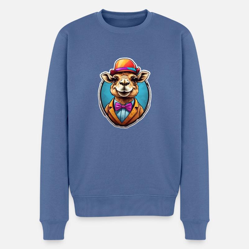 Lustiges Comic Kamel - Männer Premium Bio Pullover - Taubenblau