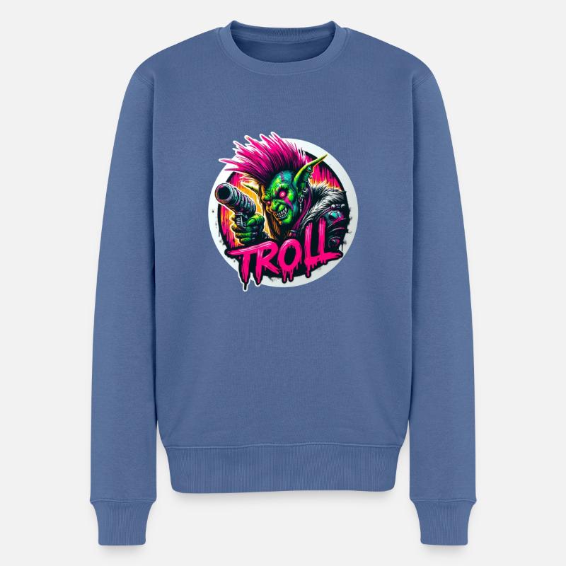 Troll-Punk - Männer Premium Bio Pullover - Taubenblau