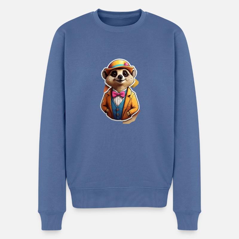 Lustiges Comic Erdmännchen - Männer Premium Bio Pullover - Taubenblau