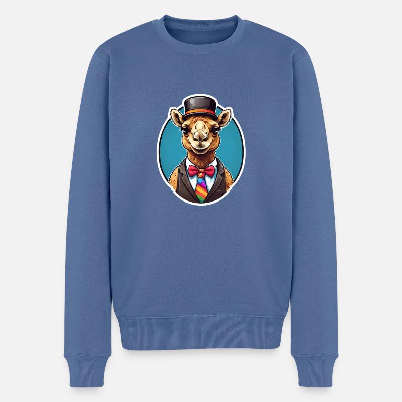 Lustiges Comic Kamel - Männer Premium Bio Pullover - Taubenblau