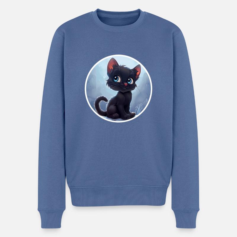 Kleine Katze mit blauen Augen - Männer Premium Bio Pullover - Taubenblau