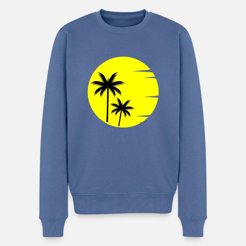 Sunset Palmen - Männer Premium Bio Pullover - Taubenblau
