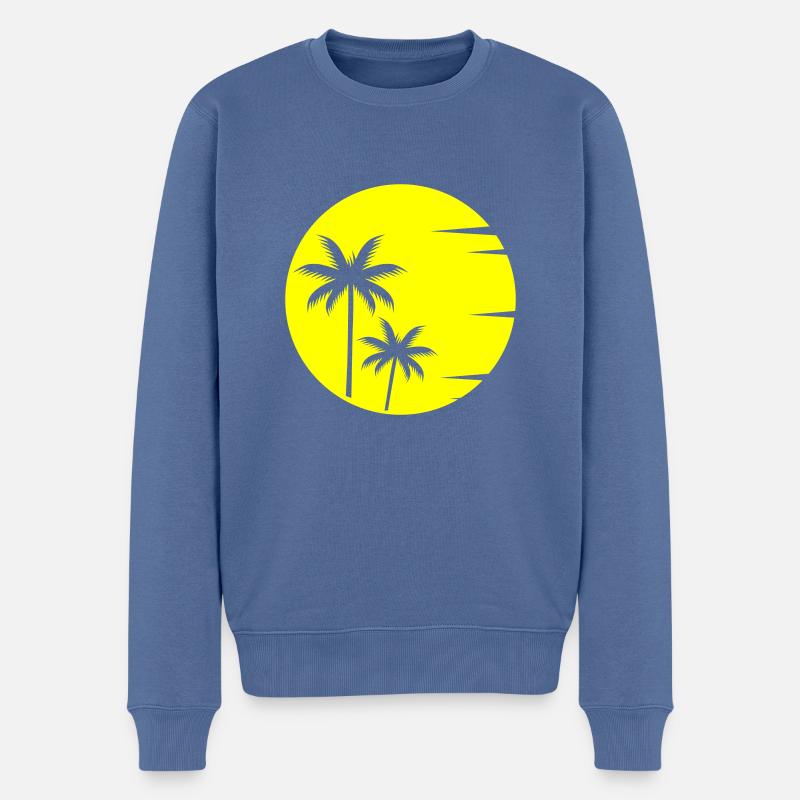 Sunset Palmen - Männer Premium Bio Pullover - Taubenblau