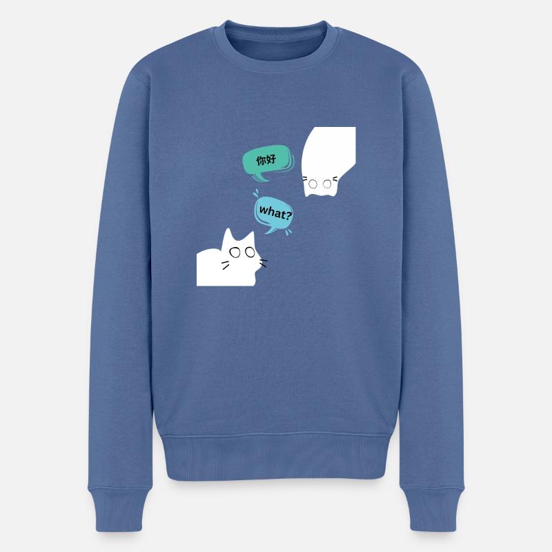 Katzen, die Englisch und Chinesisch sprechen - Männer Premium Bio Pullover - Taubenblau