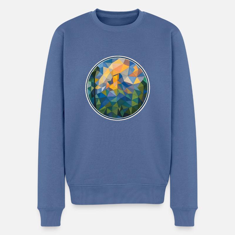Kubistische Berglandschaft - Männer Premium Bio Pullover - Taubenblau