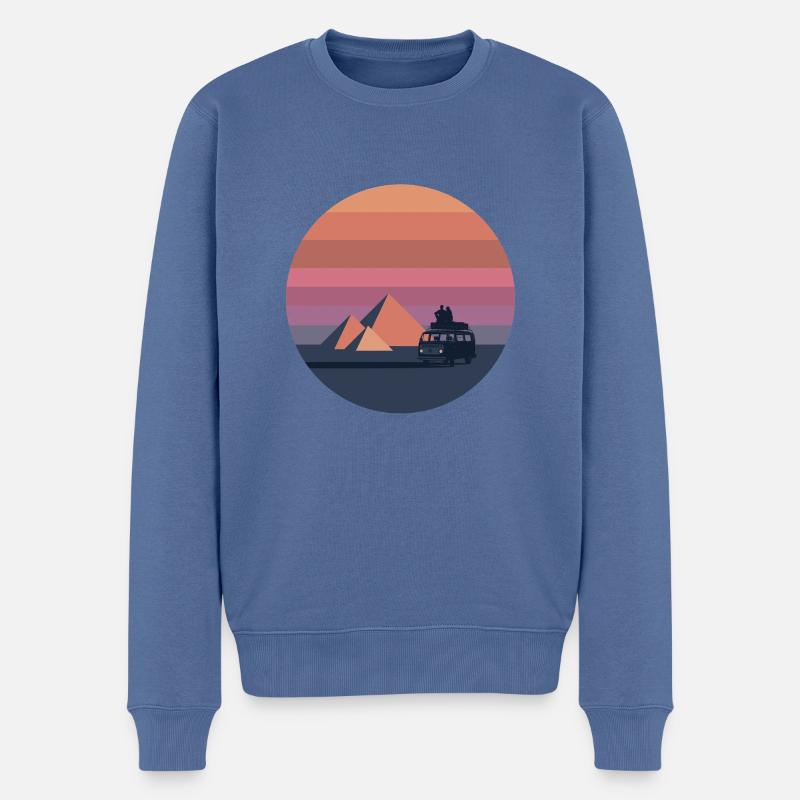 Volkswagen VW T2a Camper Mit Pyramiden - Männer Premium Bio Pullover - Taubenblau