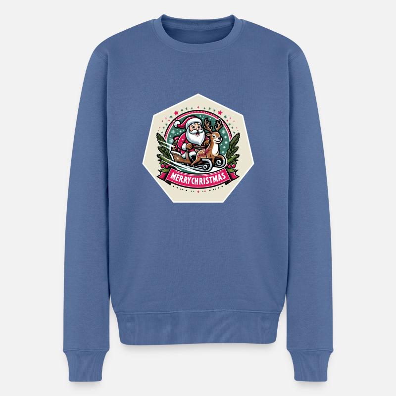 Joyeux Noël Père Noël - Pull Premium bio Homme - bleu pigeon