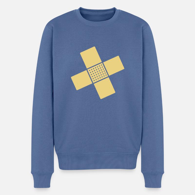 gekreuzte pflaster - Männer Premium Bio Pullover - Taubenblau