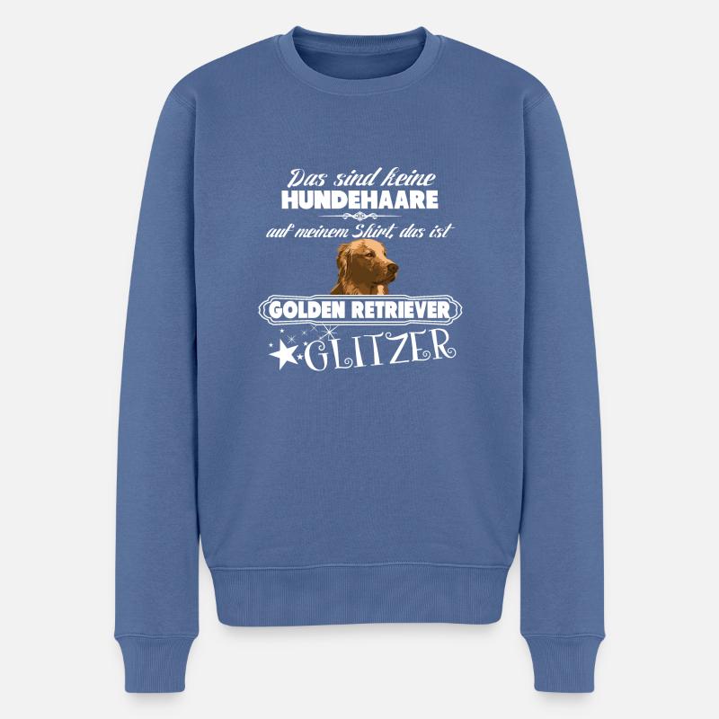 GOLDEN RETRIEVER GLITZER - Männer Premium Bio Pullover - Taubenblau