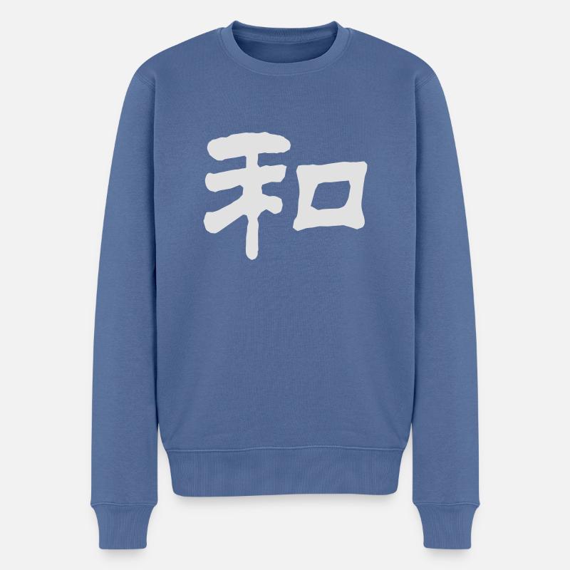 Chinesische Wörter: Frieden - Männer Premium Bio Pullover - Taubenblau
