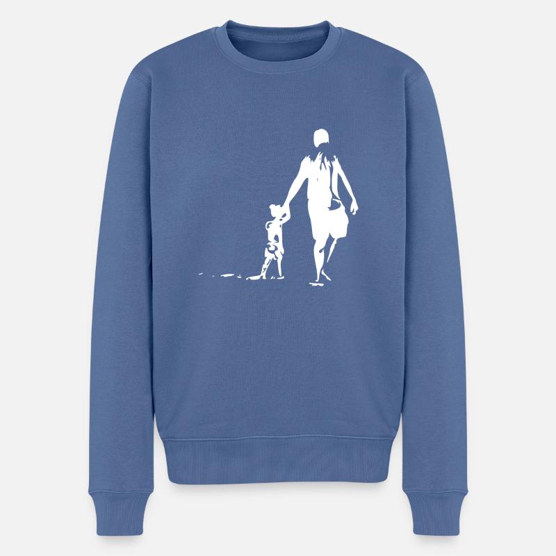 Vater und Tochter hell - Männer Premium Bio Pullover - Taubenblau
