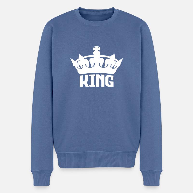 King & Queen | King - Männer Premium Bio Pullover - Taubenblau